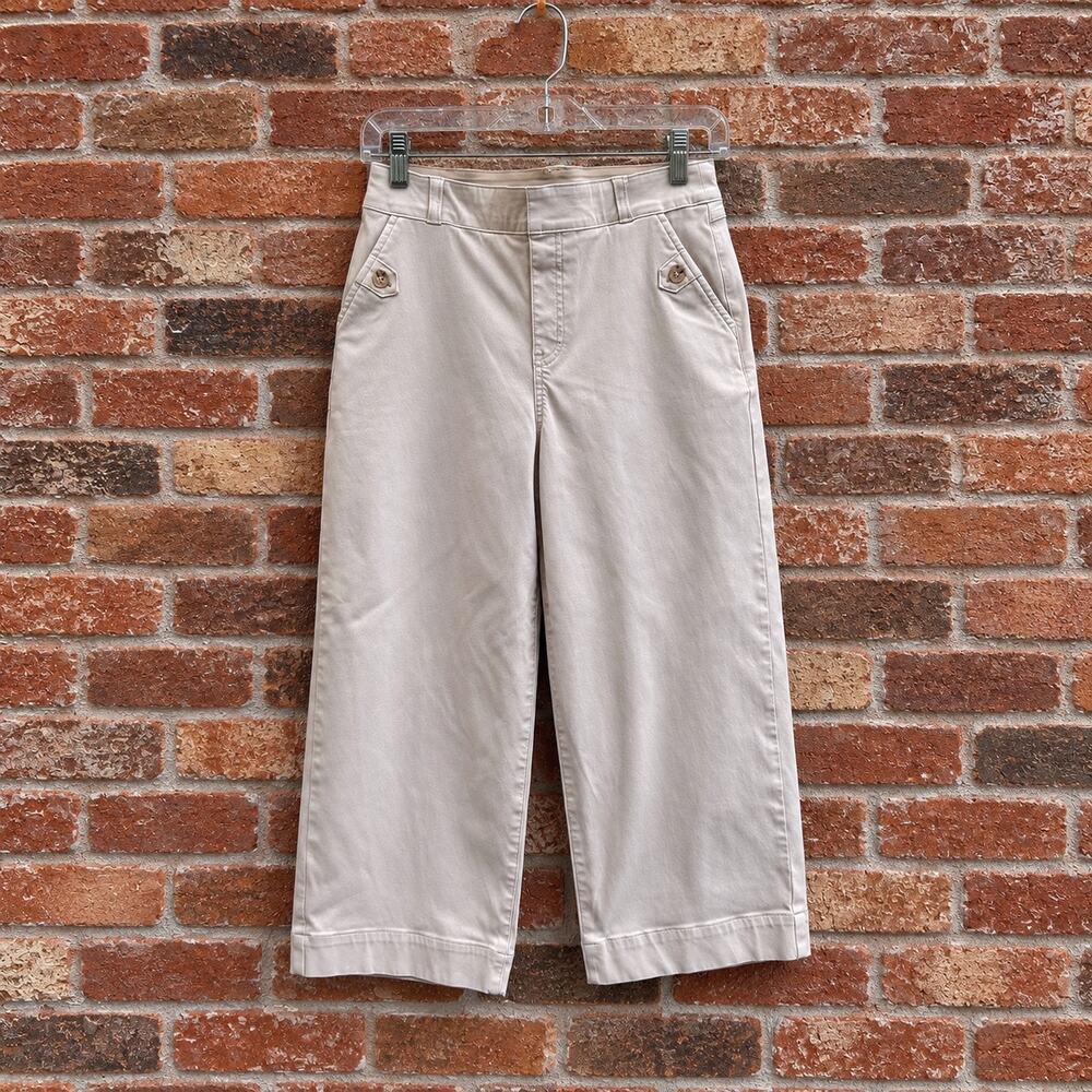 Spanx Cropped Wide Leg Twill Pants Button Pocket Size M